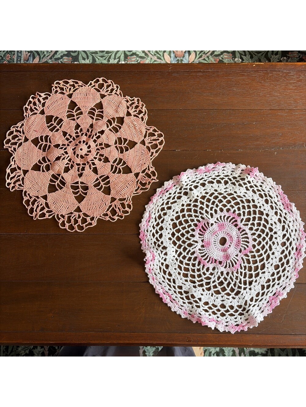 25 Pc VTG Handmade Crochet Lace Doily Lot Victorian Chic Wedding Pink Purple - Picture 8 of 13